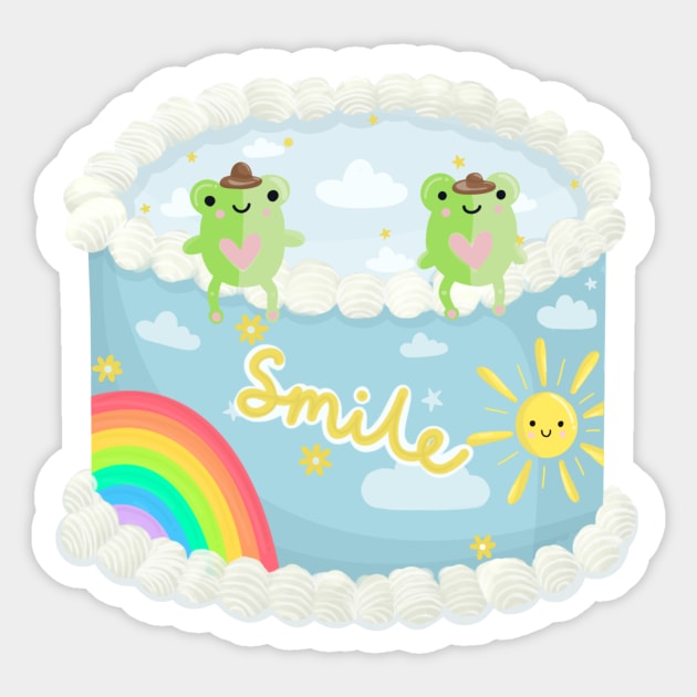 happy lil frog cake Sticker by Prettyinpinks